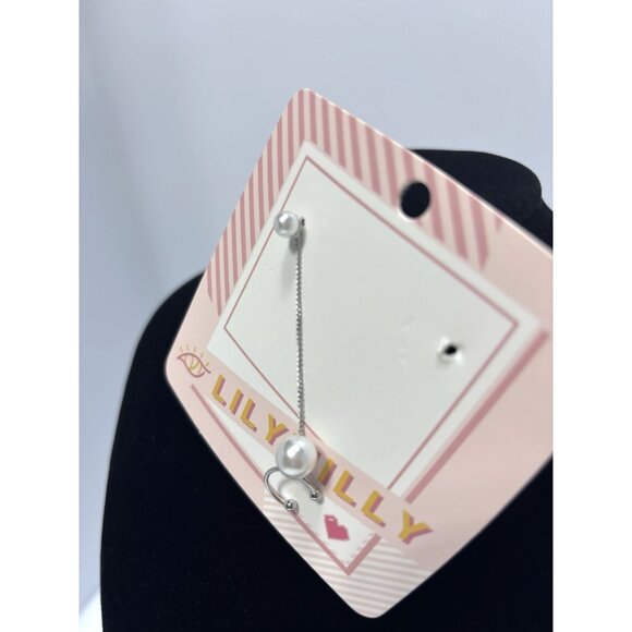 LILYMILLY Silver Pearl Chain Dangle Earrings Costume Drop Fashion Jewelry NEW - Picture 6 of 6